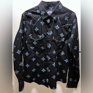 💫Panhandle Slim Roughstock Geometric Snap Down Shirt